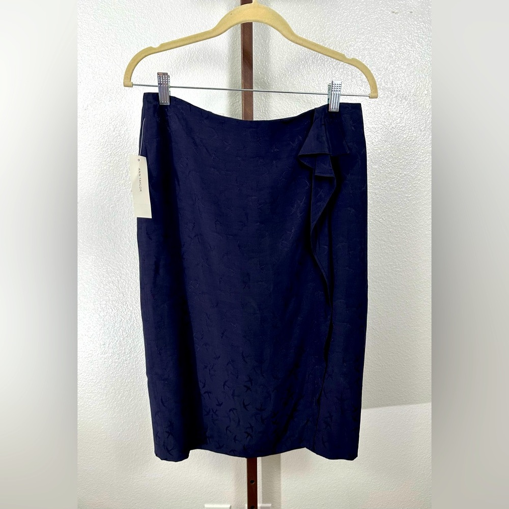 NWT Ann Taylor Navy Mockingbird Ruffle Skirt